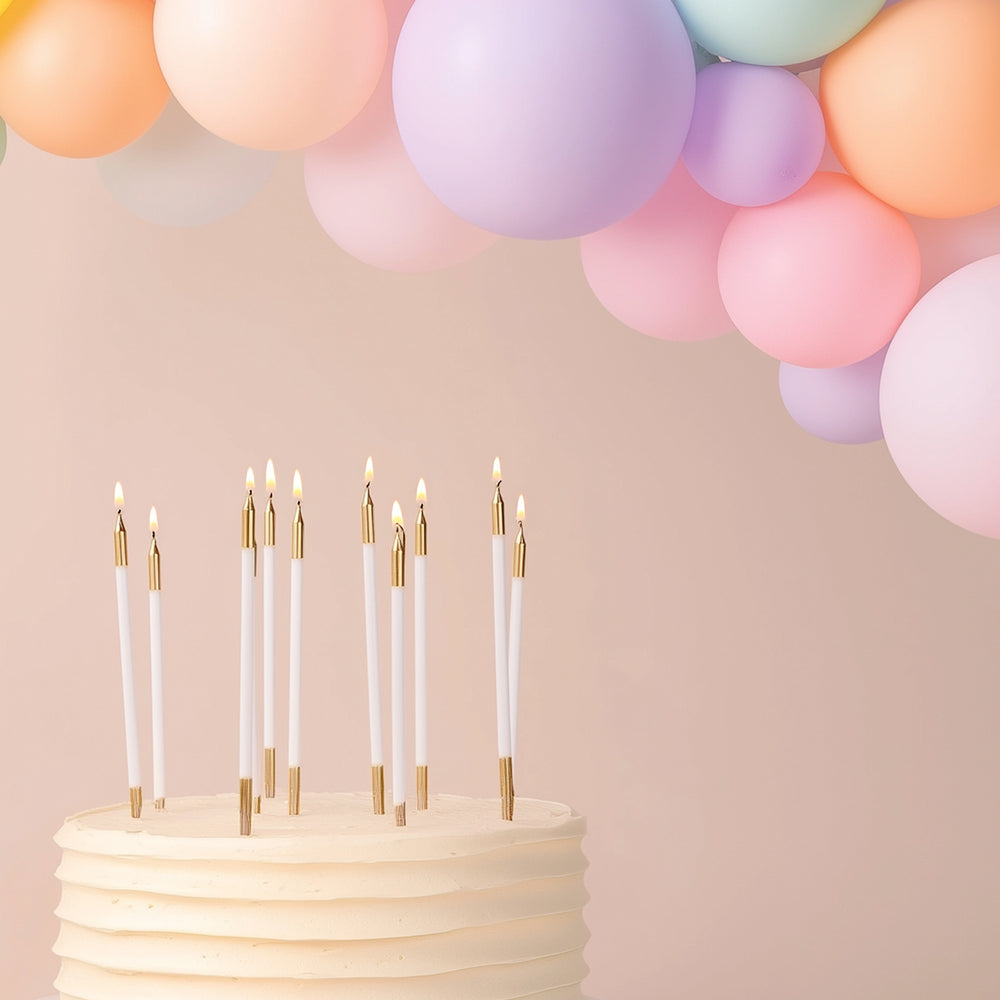 White & Gold Double Dipped Candles 12pk