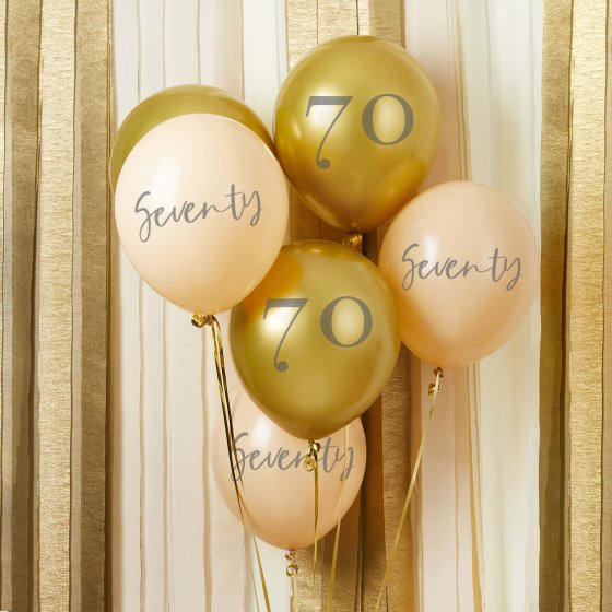 Gold & Nude Seventy Balloons 6pk