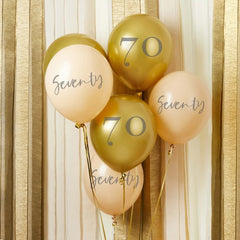 Gold & Nude Seventy Balloons 6pk