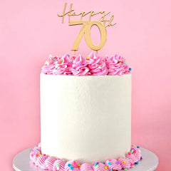 Gold Happy 70th Birthday Metal Cake Topper