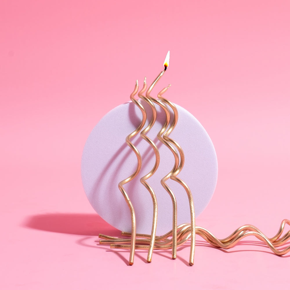 Gold Swirly Cake Candles 16pk