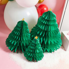 Green Honeycomb Christmas Trees 3pk