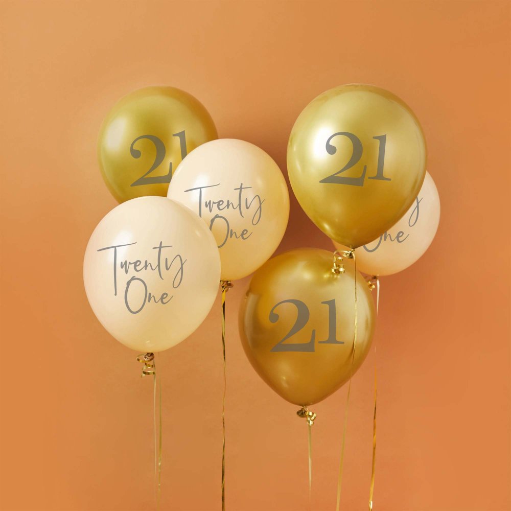 Gold & Nude Twenty One Balloons 6pk