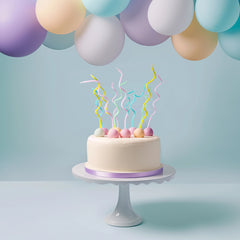 Pastel Rainbow Swirly Cake Candles 16pk