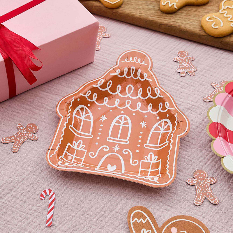 Gingerbread House Shaped Plates 8pk