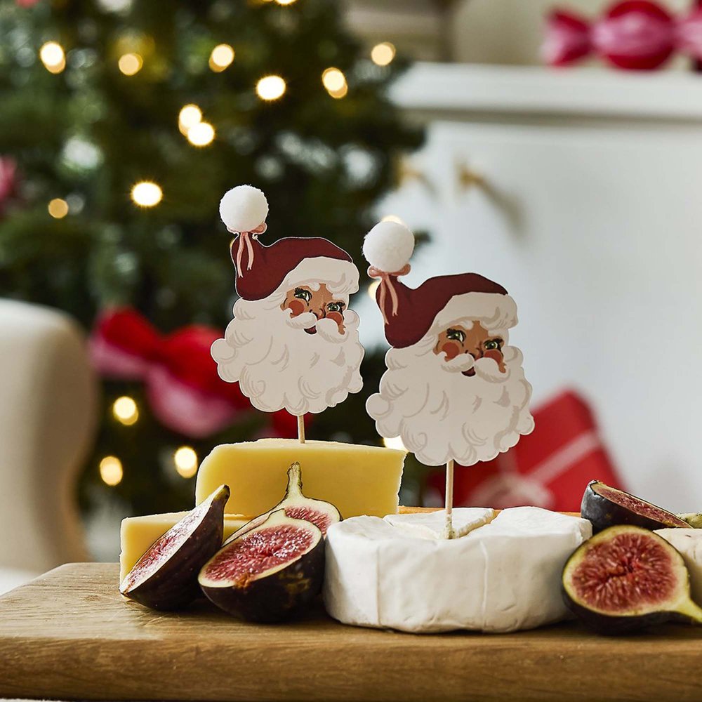 Santa Baby Pom Pom Cupcake Toppers 12pk