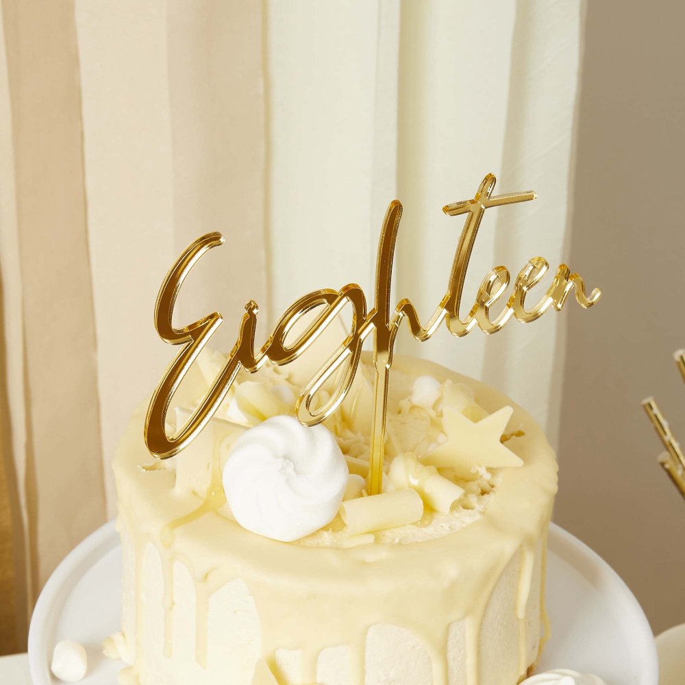 Gold Eighteen Acrylic Cake Topper