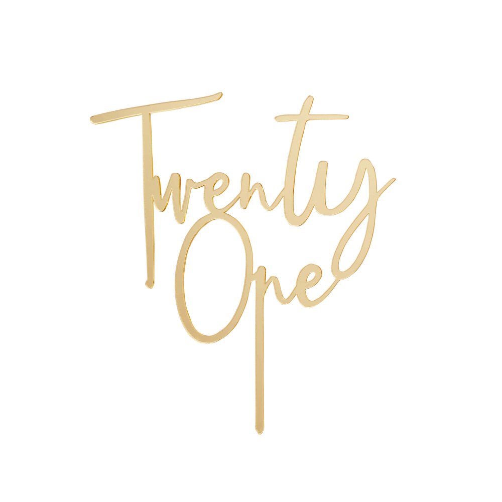 Gold Twenty One Acrylic Cake Topper