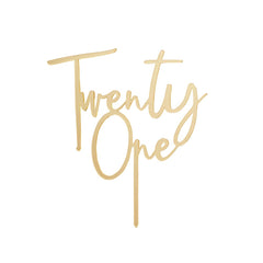 Gold Twenty One Acrylic Cake Topper