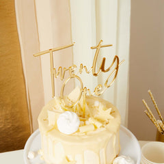 Gold Twenty One Acrylic Cake Topper