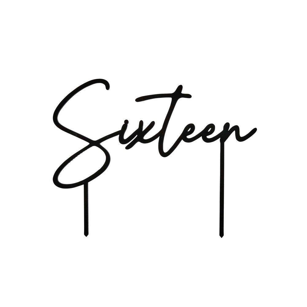 Black Sixteen Acrylic Cake Topper