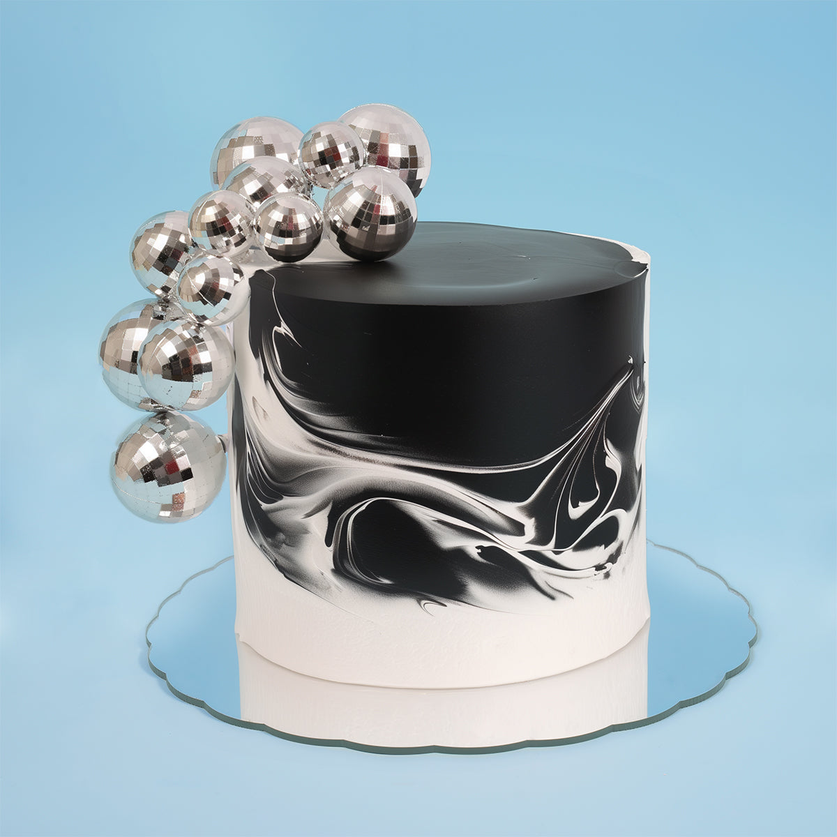 Silver Disco Cake Ball Toppers 12pk