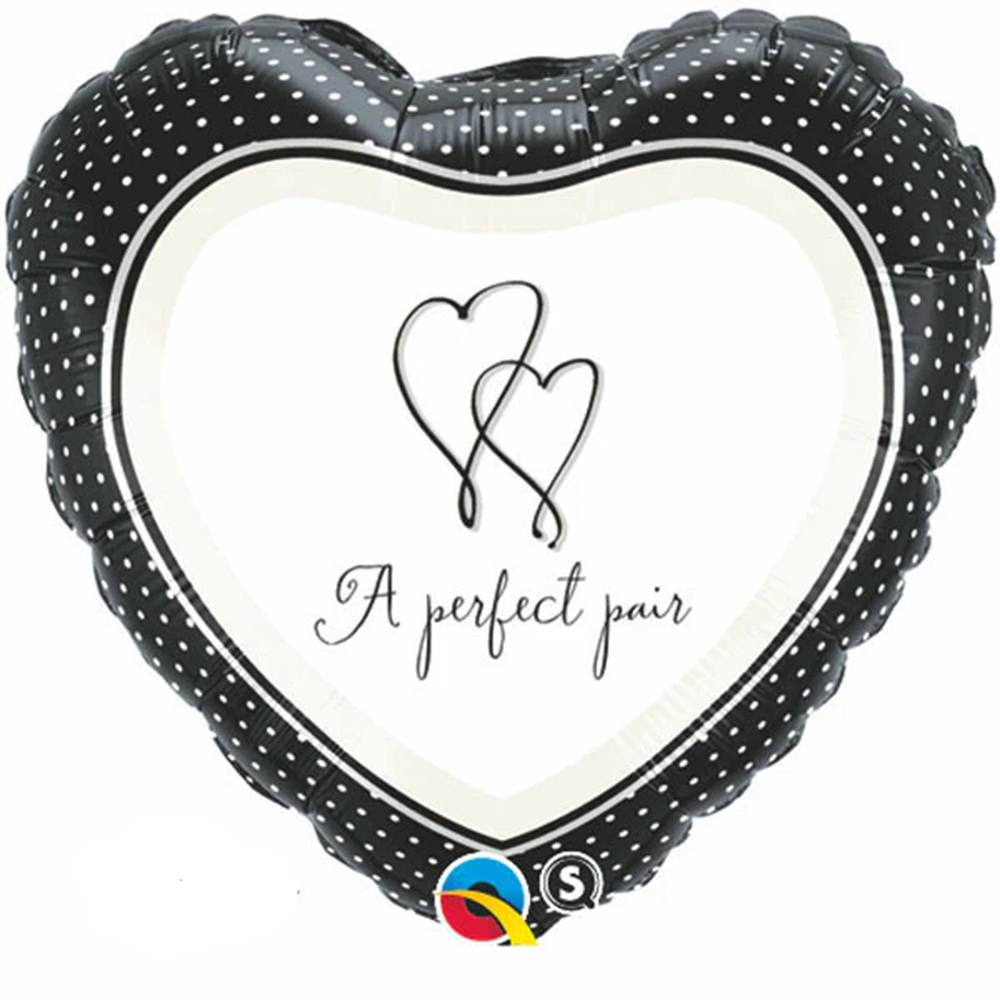 Black and White Heart Foil Balloon