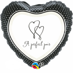 Black and White Heart Foil Balloon