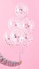 Silver Star Confetti Balloons 6pk