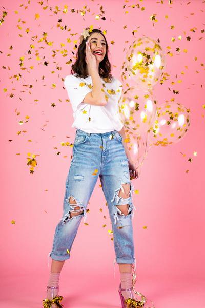 Gold Star Confetti Balloons 6pk