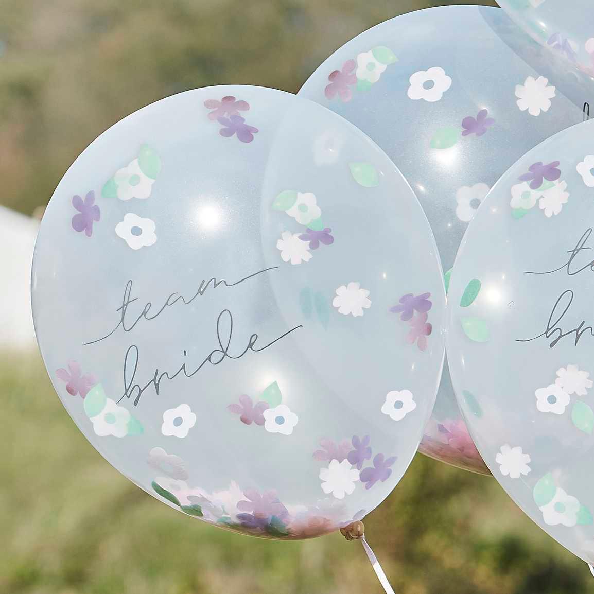 Boho Floral Confetti Hen Party Balloons 5pk
