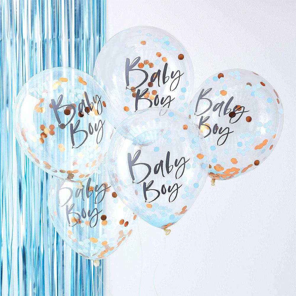 Blue Baby Boy Baby Shower Confetti Balloons 5pk