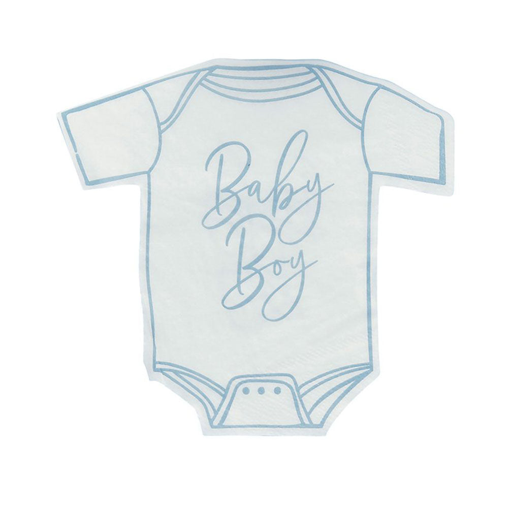 Blue Baby Boy Onesie Shaped Napkins 16pk