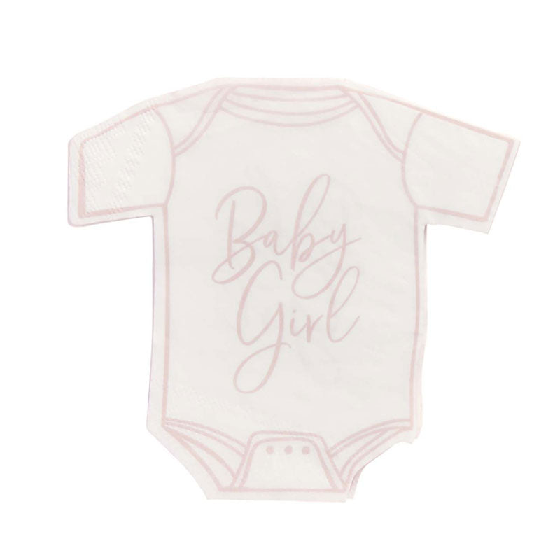 Pink Baby Girl Onesie Shaped Napkins 16pk