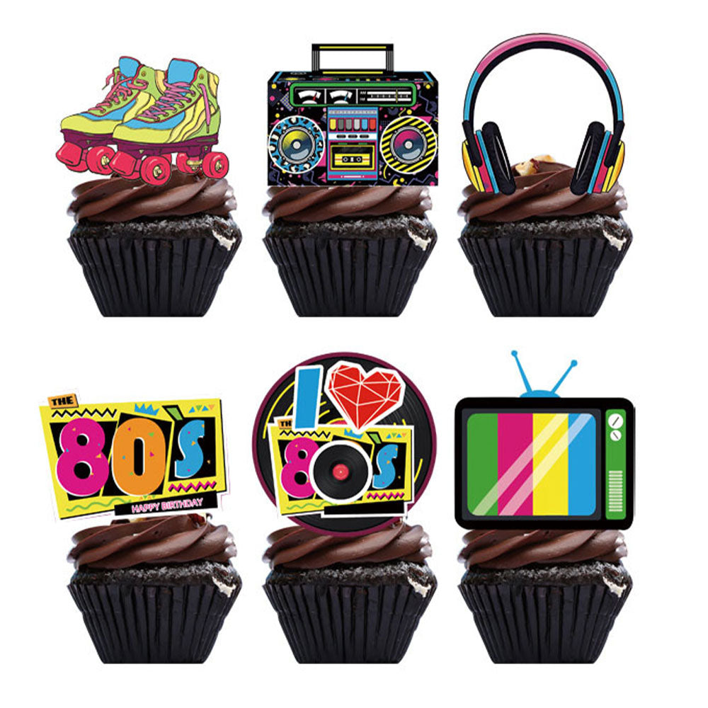 Back to the 80s Cupcake Toppers 24pk