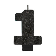 Glitter Black Candle - Number 1