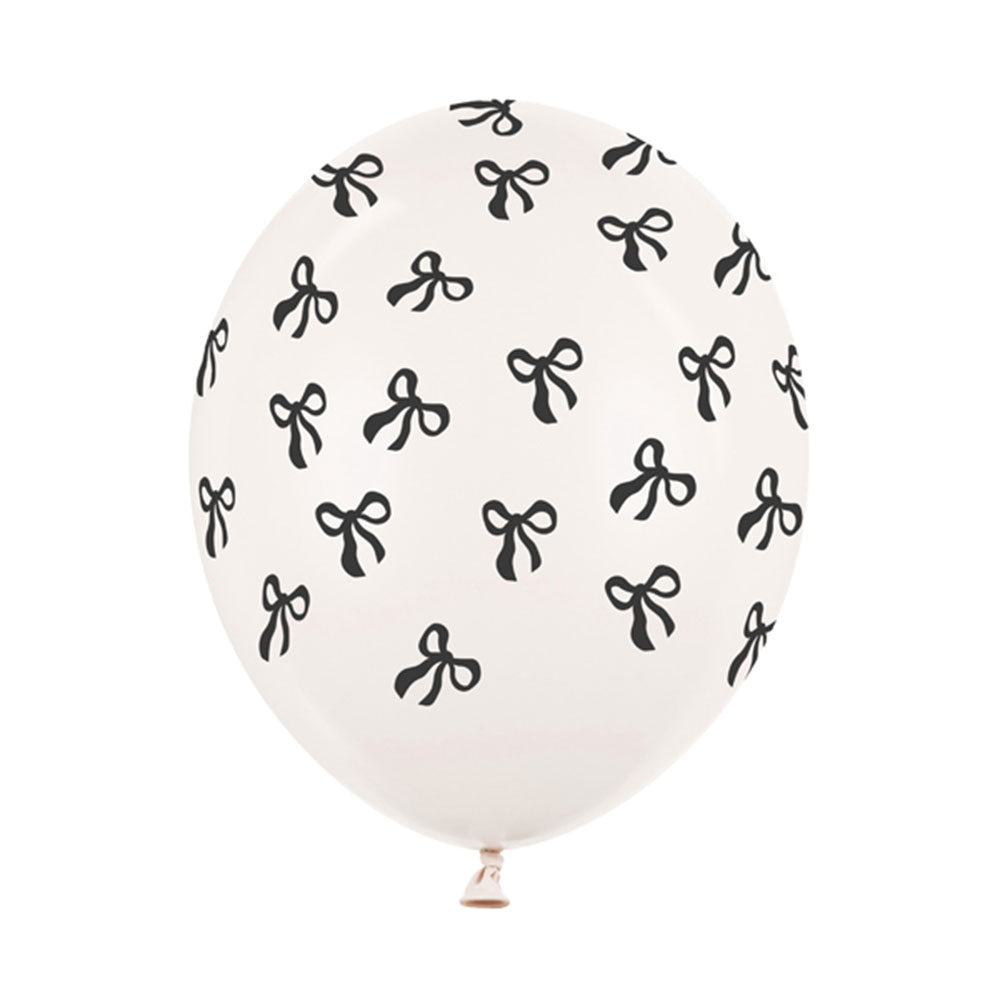 Black & Off-White Bow Balloons 6pk