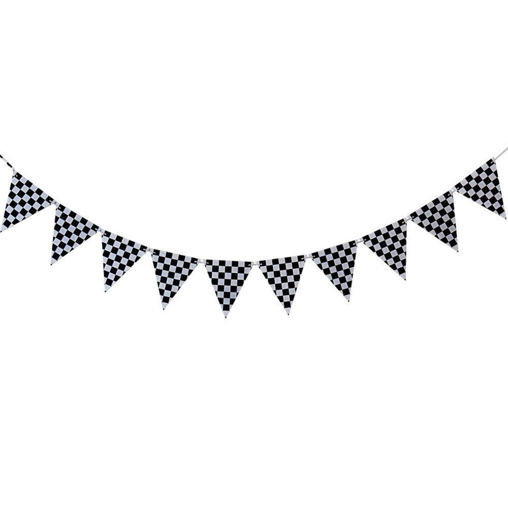 Black & White Checkered Pennant Banner