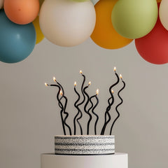 Black Swirly Cake Candles 16pk
