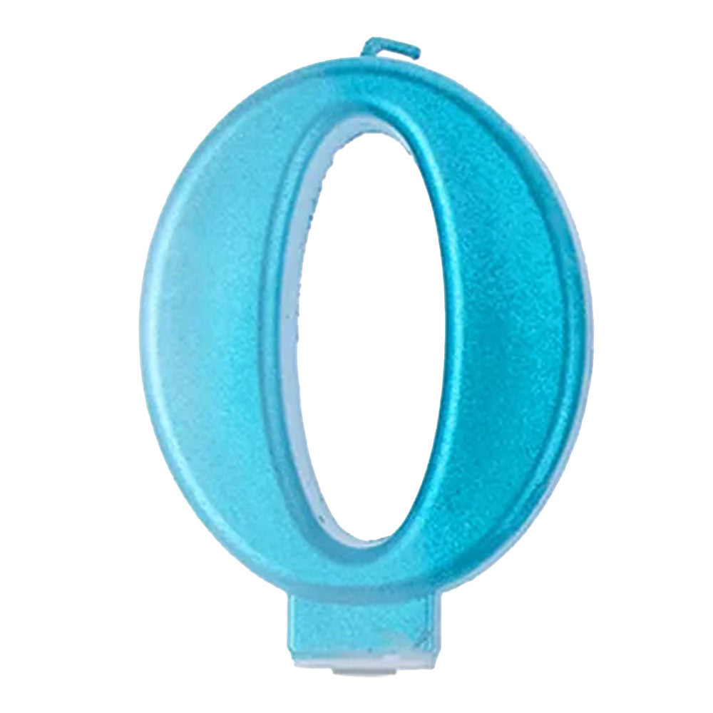 Blue Metallic Number 0 Birthday Candle