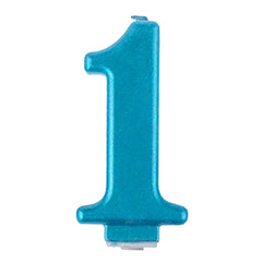 Blue Metallic Number 1 Birthday Candle