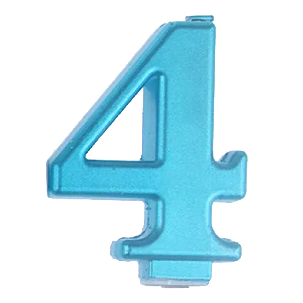 Blue Metallic Number 4 Birthday Candle