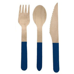 Royal Blue Wooden Cutlery Set 10pk