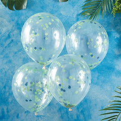 Roar Blue and Green Confetti Balloons 5pk