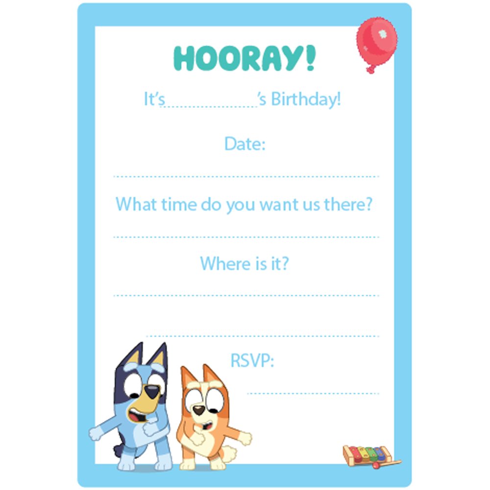 Bluey Invitations 8pk