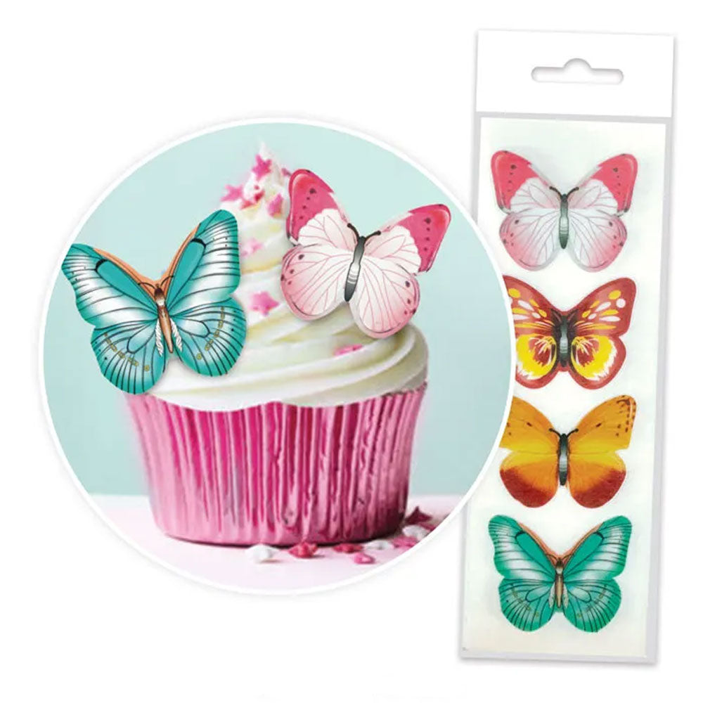Mixed Butterfly Edible Wafer Cupcake Toppers 16pk