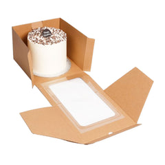 Eco Kraft Window Cake Box 8x8x6in (21cm x 21cm x 15cm high)
