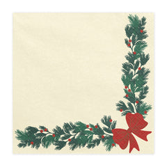 Festive Garland & Bow Christmas Napkins 20pk