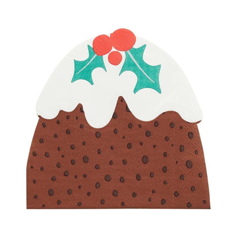 Christmas Pudding Shaped Napkins 16pk