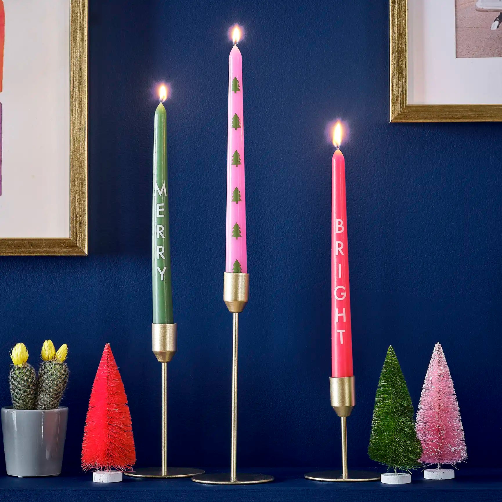 Merry & Bright Christmas Dinner Candles 3pk