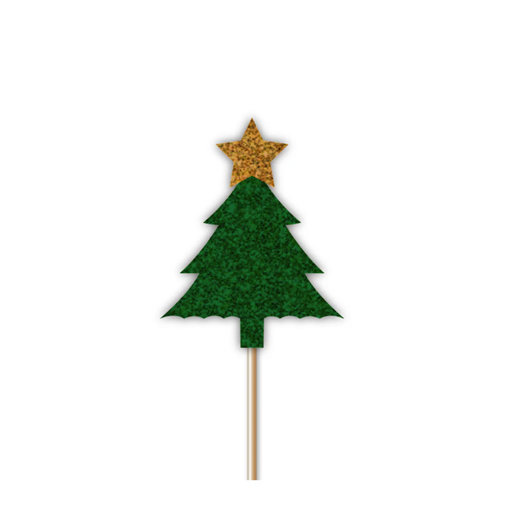 Christmas Tree Glitter Cupcake Topper 12pk