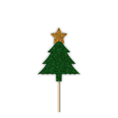 Christmas Tree Glitter Cupcake Topper 12pk