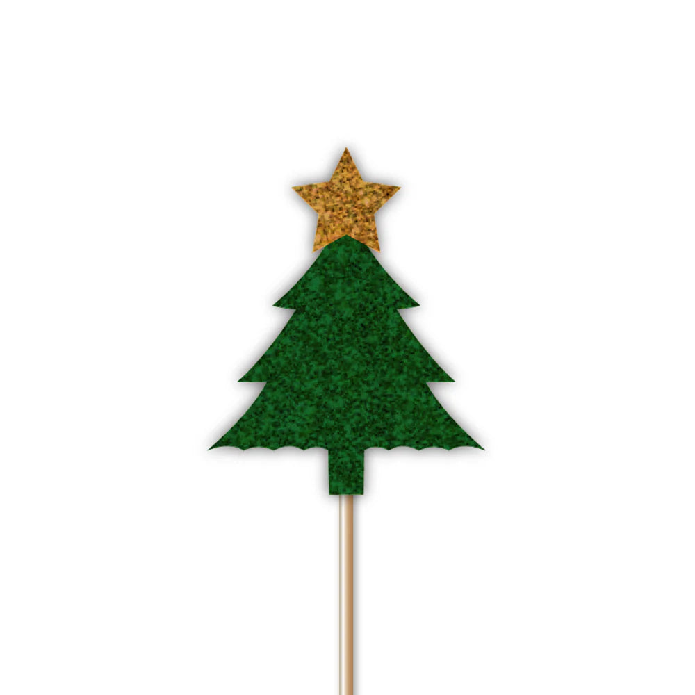 Christmas Tree Glitter Cupcake Topper 12pk