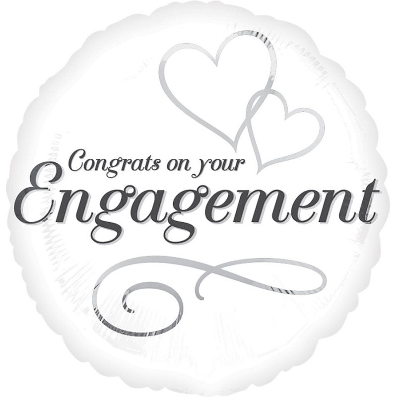 Engagement Two Hearts Round Foil Balloon
