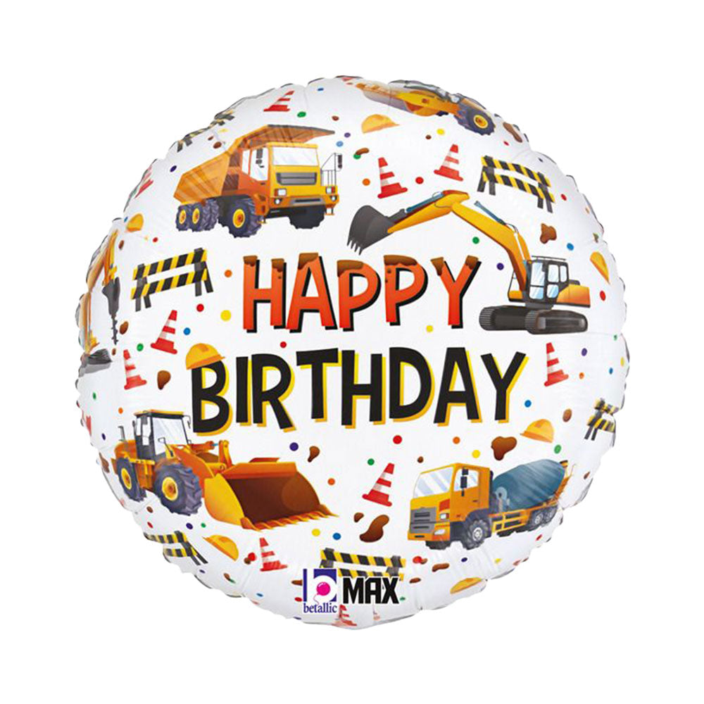 Construction Equipment Round Foil Balloon