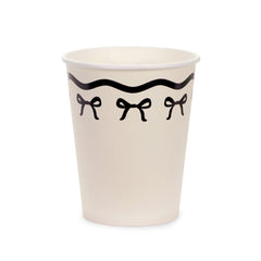 Cream & Black Bow Cups 6pk