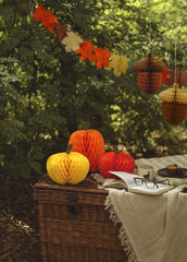 Pumpkin Honeycomb Decorations 3pk