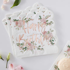 Ditsy Floral Happy Birthday Napkins 16pk