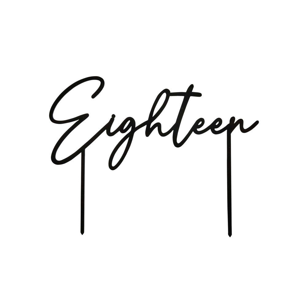 Black Eighteen Acrylic Cake Topper