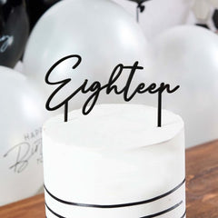 Black Eighteen Acrylic Cake Topper